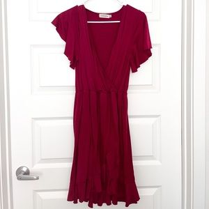 Women V-Neck Short Sleeve Wrap Dress